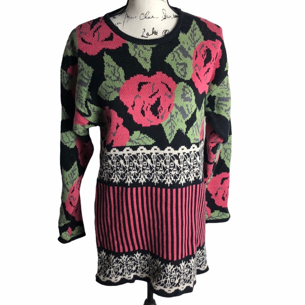Flora Print Long Sleeve Sweater Dress